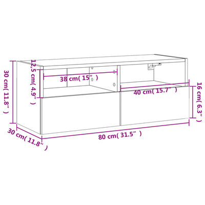 vidaXL væghængt tv-bord 80x30x30 cm konstrueret træ sort