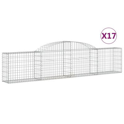 vidaXL buede gabionkurve 17 stk. 300x30x60/80 cm galvaniseret jern