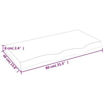 vidaXL bordplade 80x40x(2-6) cm ubehandlet massivt egetræ