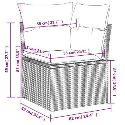 vidaXL sofasæt til haven 6 dele med hynder polyrattan beige