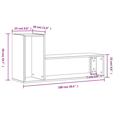 vidaXL tv-skabe 2 stk. 100x30x50 cm konstrueret træ brun egetræsfarve