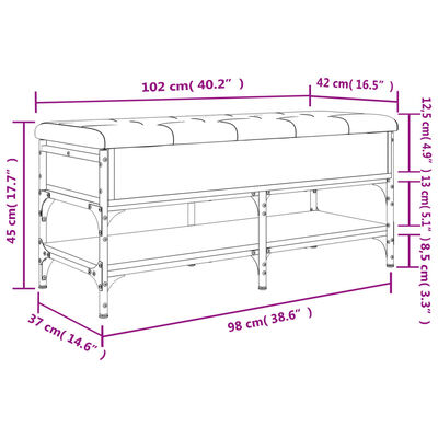 vidaXL skobænk 102x42x45 cm konstrueret træ røget egetræsfarve