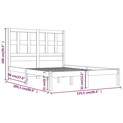 vidaXL sengeramme 120x200 cm massivt fyrretræ hvid