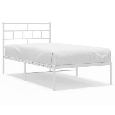 vidaXL sengeramme med sengegavl 107x203 cm metal hvid