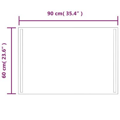 vidaXL badeværelsesspejl med LED-lys 60x90 cm