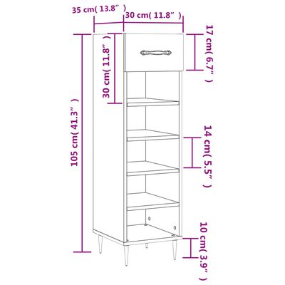 vidaXL skoreol 30x35x105 cm konstrueret træ hvid