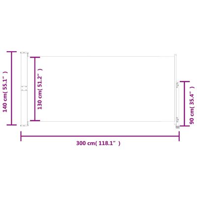 vidaXL sammenrullelig sidemarkise til terrassen 140x300 cm blå