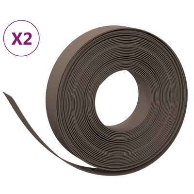 vidaXL græskanter 2 stk. 10 m 10 cm polyethylen brun