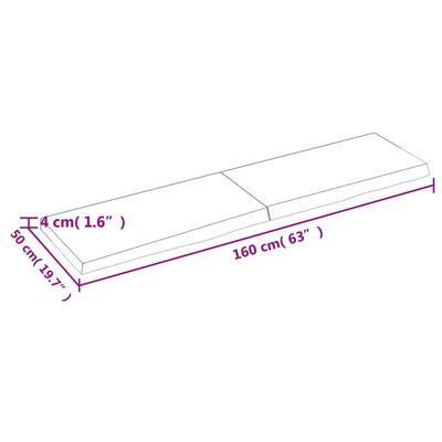 vidaXL væghylde 160x50x(2-4) cm behandlet massivt egetræ mørkebrun