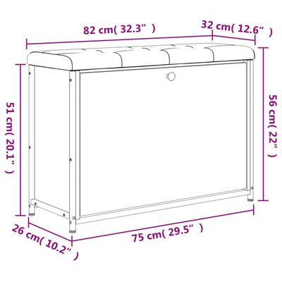 vidaXL skobænk med vippeskuffe 82x32x56 cm sonoma-eg