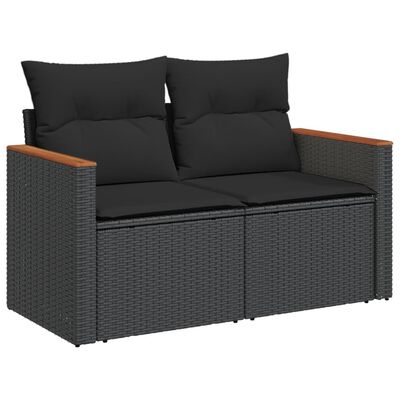 vidaXL sofasæt til haven 6 dele med hynder polyrattan sort