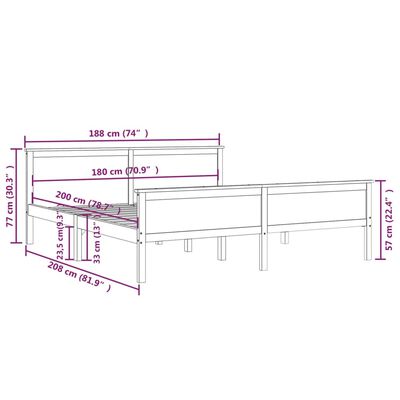 vidaXL sengeramme 180x200 cm massivt fyrretræ