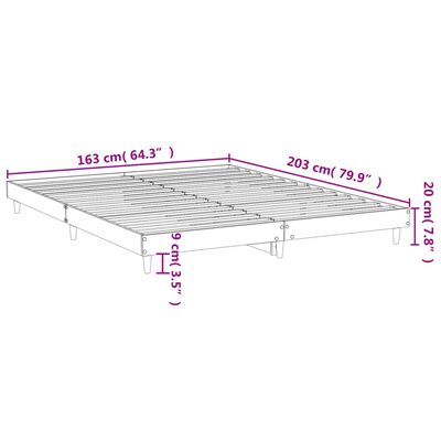 vidaXL sengestel 160x200 cm konstrueret træ grå sonoma-eg