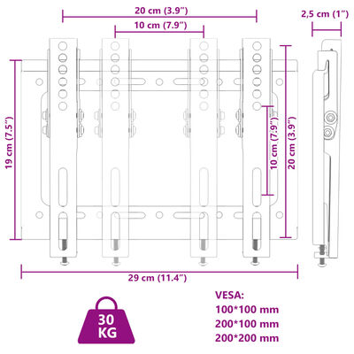 vidaXL tv-vægbeslag til 14-42" skærm maks. VESA 200x200 mm 30 kg