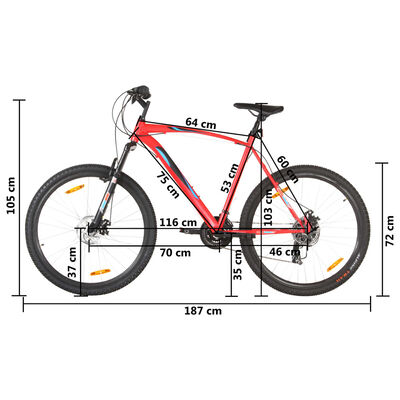 vidaXL mountainbike 21 gear 29 tommer 53 cm rød |