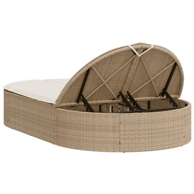 vidaXL solseng med hynder polyrattan beige