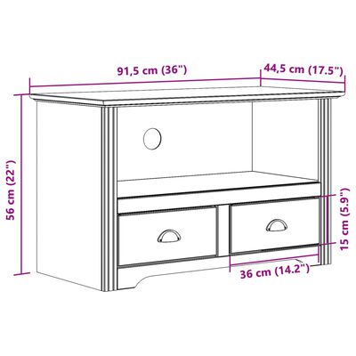 vidaXL tv-bord med 2 skuffer BODO 91,5x44,5x56 cm massivt fyrretræ grå