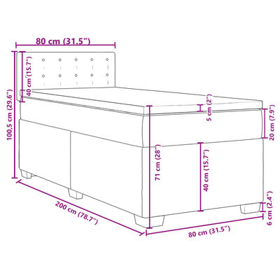 vidaXL kontinentalseng med madras 80x200 cm stof mørkebrun