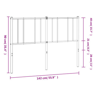 vidaXL sengegavl 135 cm metal hvid