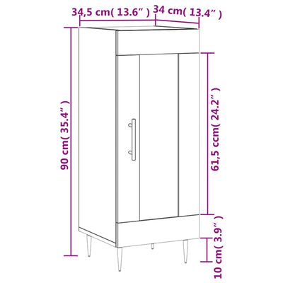 vidaXL skænk 34,5x34x90 cm konstrueret træ hvid