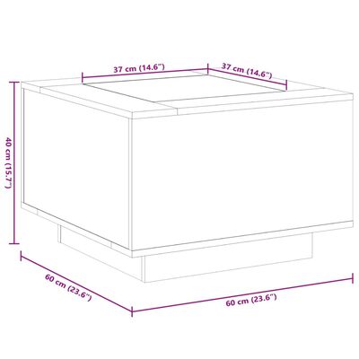 vidaXL sofabord med LED-lys 60x60x40 cm konstrueret træ betongrå