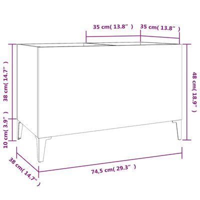 vidaXL vinylskab 74,5x38x48 cm konstrueret træ sonoma-eg