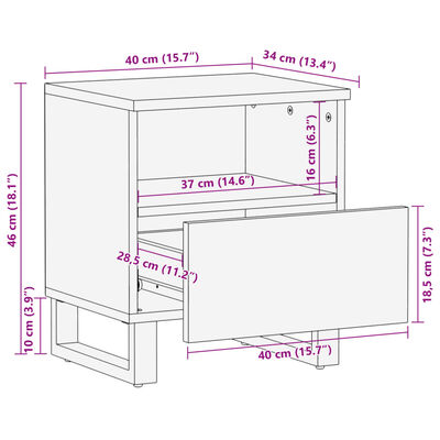 vidaXL sengebord 40x34x46 cm massivt bleget mangotræ