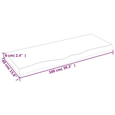 vidaXL bordplade 100x40x(2-6) cm behandlet massivt egetræ mørkebrun