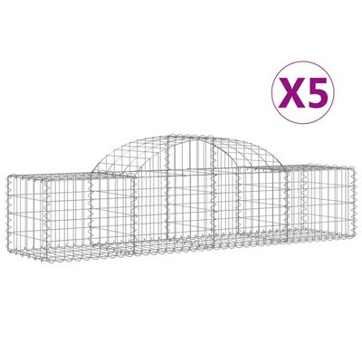 vidaXL buede gabionkurve 5 stk. 200x50x40/60 cm galvaniseret jern