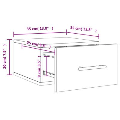 vidaXL væghængte sengeborde 2 stk. 35x35x20 cm betongrå