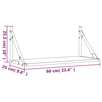 vidaXL væghylder 2 stk. 60x25x25,5 cm konstrueret træ sonoma-eg