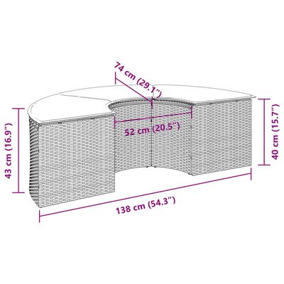 vidaXL haveskammel med hynde polyrattan beige