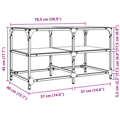 vidaXL sofabord med transparent glastop 78,5x40x45 cm stål