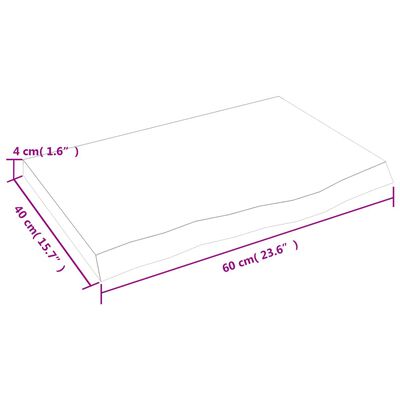 vidaXL bordplade 60x40x(2-4) cm ubehandlet massivt egetræ