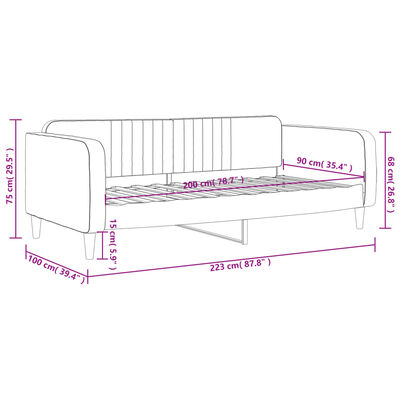 vidaXL daybed 90x200 cm velour mørkegrøn