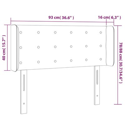 vidaXL sengegavl med kanter 93x16x78/128 cm stof lysegrå