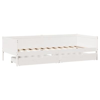 vidaXL daybed med skuffer 90x190 cm massivt fyrretræ hvid