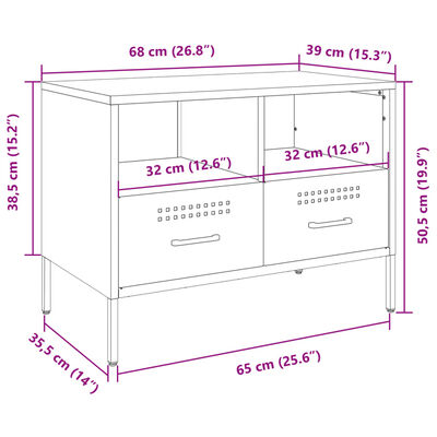 vidaXL tv-bord 68x39x50,5 cm koldvalset stål sennepsgul