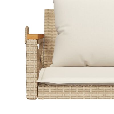 vidaXL havebænk med hynder 109x62x40 cm polyrattan beige