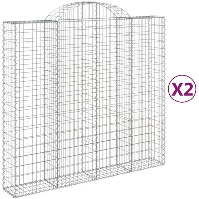 vidaXL buede gabionkurve 2 stk. 200x50x180/200 cm galvaniseret jern