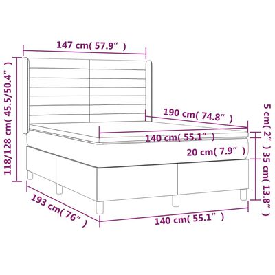 vidaXL kontinentalseng med madras 140x190 cm fløjl sort