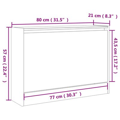 vidaXL skoskab 80x21x57 cm konstrueret træ røget egetræsfarve