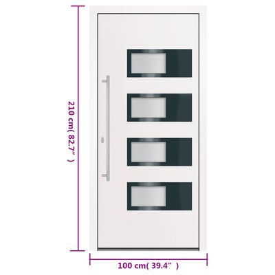 vidaXL hoveddør 100x210 cm aluminium og PVC hvid