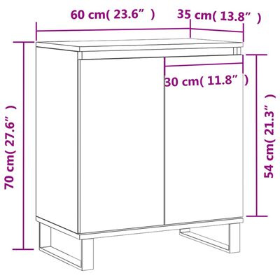 vidaXL skænk 60x35x70 cm konstrueret træ brun egetræsfarve