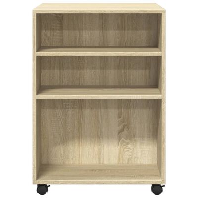 vidaXL sidebord med hjul 55x60x78 cm konstrueret træ sonoma-eg