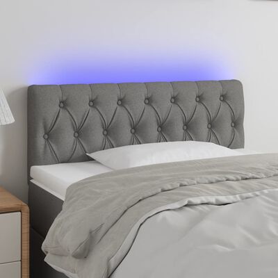 vidaXL sengegavl med LED-lys 100x7x78/88 cm stof mørkegrå