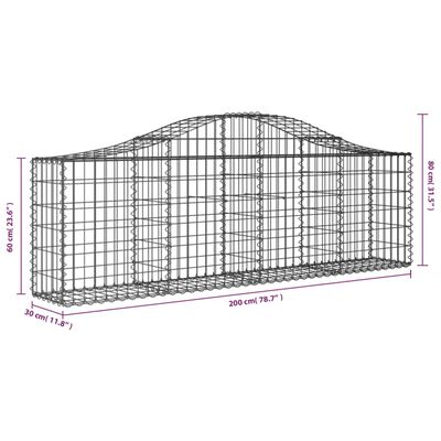 vidaXL buede gabionkurve 6 stk. 200x30x60/80 cm galvaniseret jern