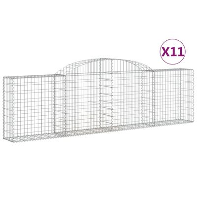 vidaXL buede gabionkurve 11 stk. 300x30x80/100 cm galvaniseret jern