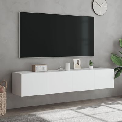 vidaXL væghængte tv-borde 2 stk. med LED-lys 80x35x31 cm hvid