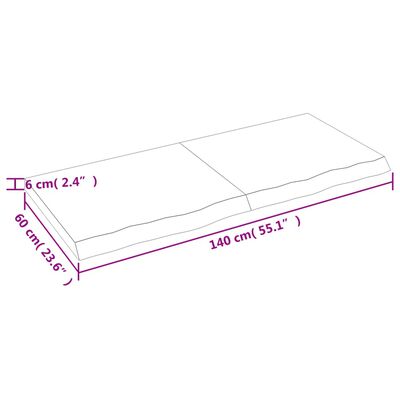 vidaXL bordplade 140x60x(2-6) cm ubehandlet massivt egetræ